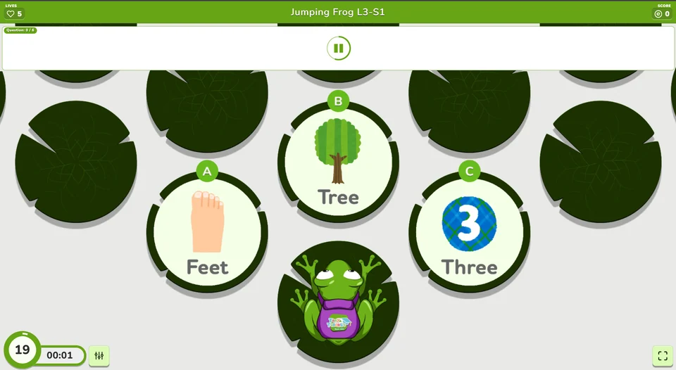 Phonics jumping frog game