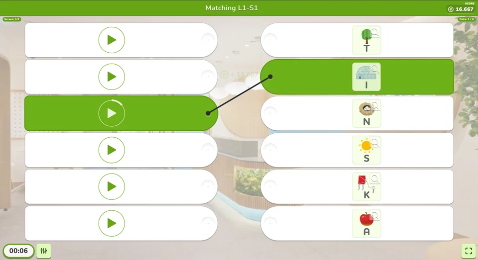 Phonics sound and picture matching game